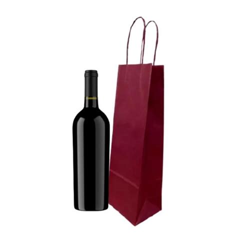 Sacola Papel Kraft Marsala 12x36x8 5cm Para Vinho Fundo Reforçado 100