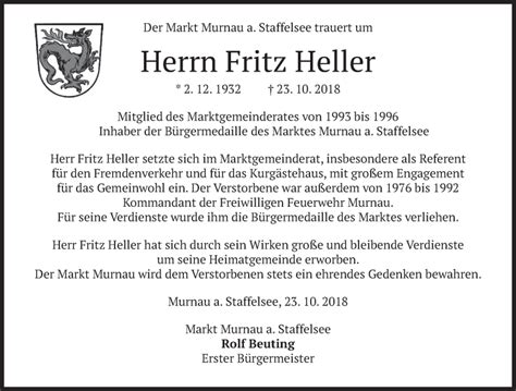 Traueranzeigen Von Fritz Heller Trauer Merkur De