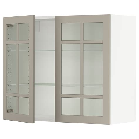 Sektion Wall Cabinet With 2 Glass Doors White Stensund Beige Ikea