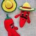 CROCHET PATTERN Hot Chili Pepper In Sombrero Hat Amigurumi Mexican Pepper With Eyes Mustache