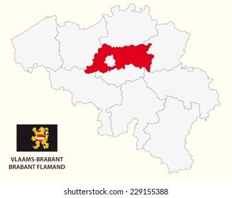 Province Flemish Brabant Map Flag Stock Vector (Royalty Free) 229155388 ...