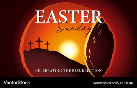 Easter Sunday Morning He Is Risen Tomb And Cross Vector Image