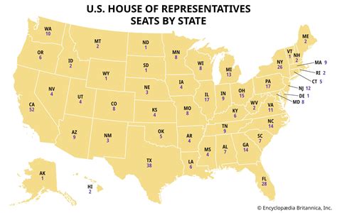 Number of U.S. House of Representatives Seats by State | Britannica