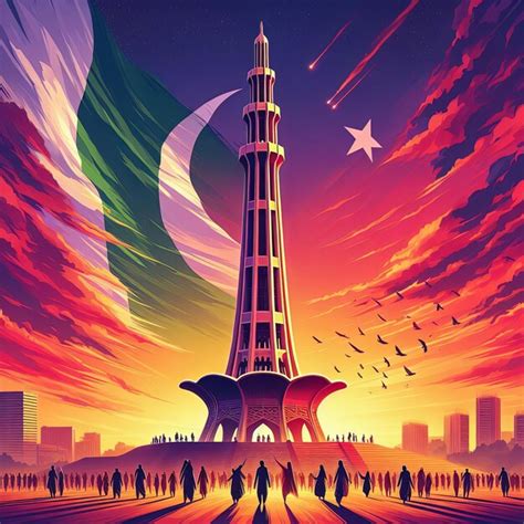 Pakistan Day Minar E Pakistan Premium AI Generated Image