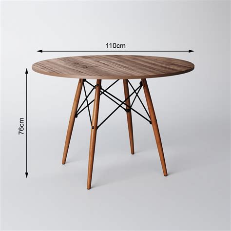 Conjunto De Mesa De Jantar Eames Eiffel Redonda Cm Tampo De Madeira