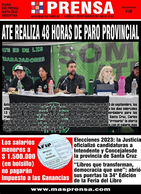 Tapa Diario Más Prensa Miércoles 13 De Septiembre De 2023 Prensa