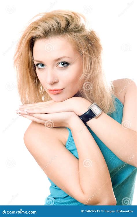Portrait Of A Playful Pretty Blonde Stock Photo Image Of Adult Attractive
