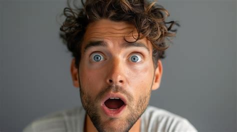 Premium Photo Man With Shocked Amazed Expression Isolated On Gray