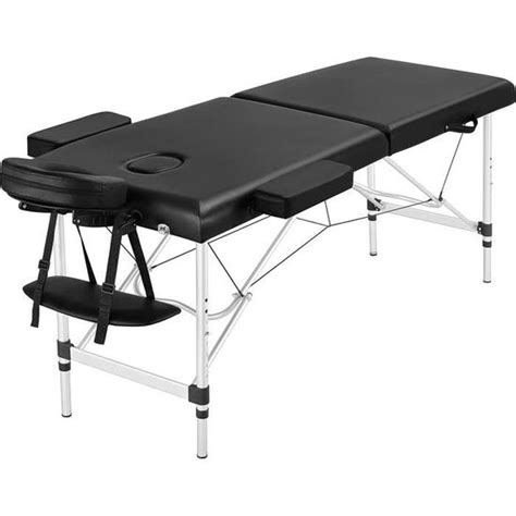 Table De Massage Pliante Noir 2 Zones Aluminium 185 62 85 Cm Noir