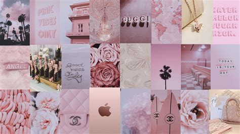 Rose Gold Pink Aesthetic Mood Board Background Wallpaper Collage