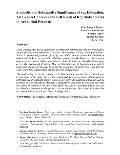 Pdf Symbolic And Substantive Significance Of Sex Education Awareness