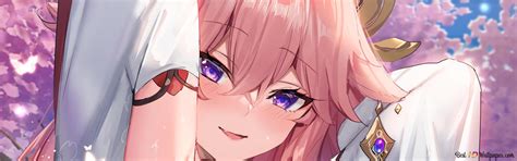 Yae Miko Beautiful Hot Anime Girl Genshin Impact K Wallpaper