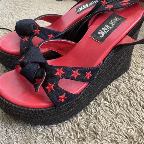 Vintage Hot Topic Black And Red Mary Jane Sandals Depop