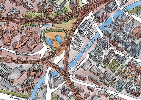 Manchester City Center Illustrated Map