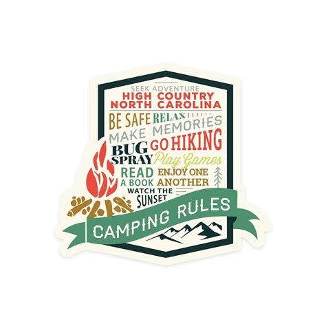 High Country, North Carolina, Camping Rules, Contour, outdoor vinyl