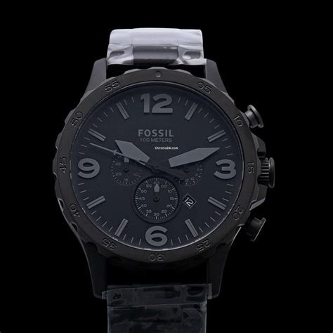 Fossil JR1401 - Nate Chronograph Black Stainless Steel Watch 50MM für ...