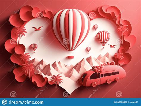 Heart Shaped Romance Travel Banner For Valentines And Honeymoon Travel