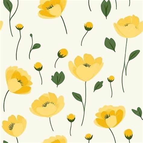 Premium Ai Image A Close Up Of A Yellow Flower Pattern On A White