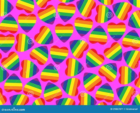 A Lot Hearts With Gay Pride Flag Inside On Pink Ba Stock Illustration Illustration Of