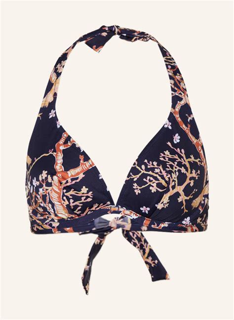 Vilebrequin Neckholder Bikini Top Faith In Dunkelblau Hellbraun