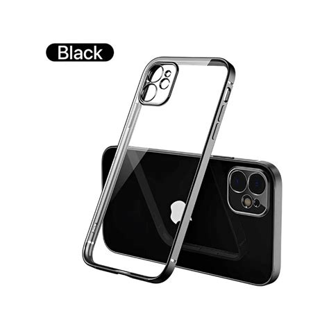 Iphone TPU Clear Case 12 Pro Max Soft Case Black ShockProof Cover ...