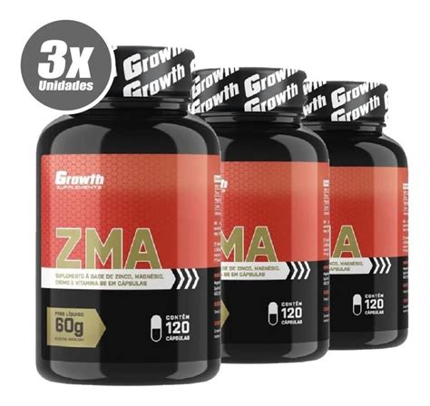 Zma 120 Cápsulas Growth Supplements Kit 3 Potes ZMA Magazine Luiza