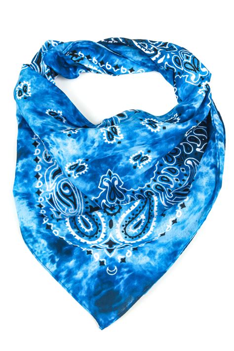 Blue Blue Tie Dye Paisley Bandana Scarf Scarves