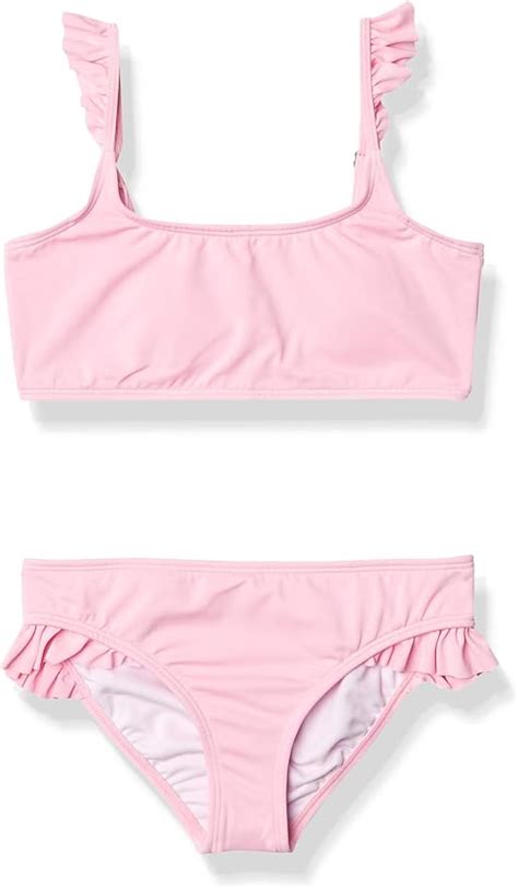 BILLABONG Girls Warm Days Ruffle Tri Two Piece Swim Set Bikini Rose