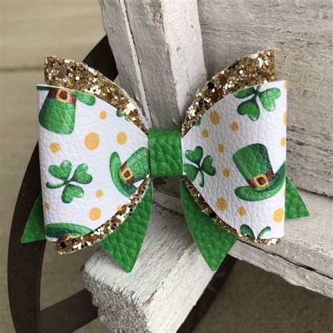st patricks day bow bow  clip diy leather bows girls bows