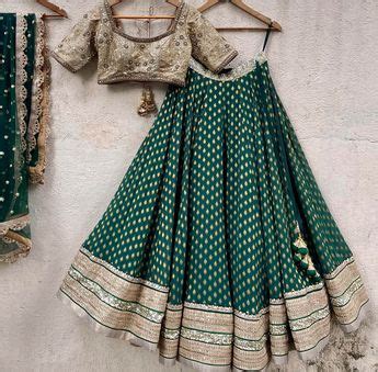 Green And Nude Lehenga Set Priti Sahni East Boutique Lehenga Indian Fashion Green Lehenga