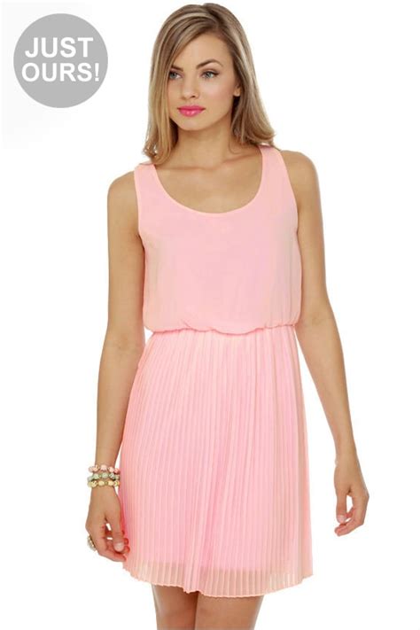 Pretty Pink Dress Pleated Dress Light Pink Dress 45 00 Lulus