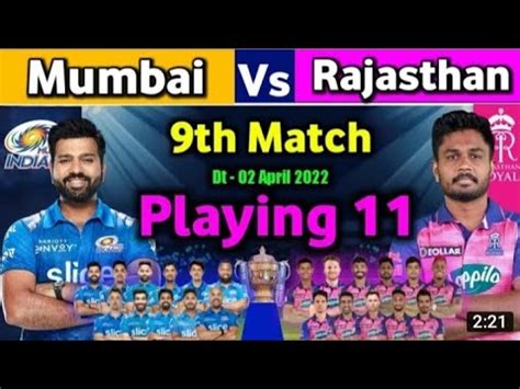 MI Vs RR MI Vs RR Dream 11 Team Mumbai Indian Vs Rajasthan Royals