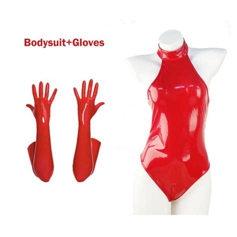 Jual Preorder Erotic Crotchless Bodysuit Women Plus Size Black Red Wetlook Leather Sexy Lingerie