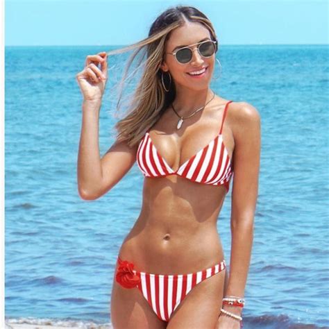 Cupshe Swim Cupshe Red And White Stripe Triangle Bikini Poshmark