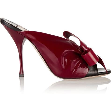 Miu Miu Bow Embellished Leather And Patent Leather Mules