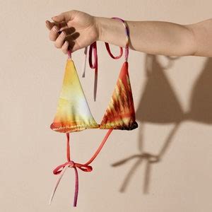 Water Color Beach Bottomless Bikini All Over Print Recycled String Bikini Top Etsy