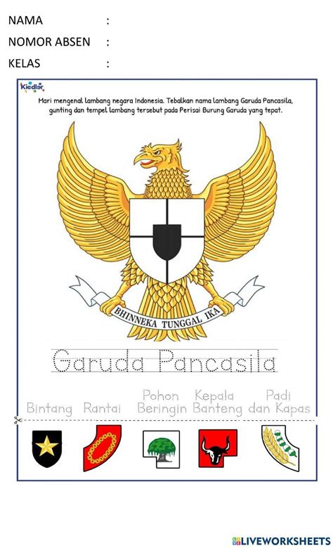 Pancasila Beserta Lambangnya Worksheet Preschool Activities Kindergarden Math Preschool Writing