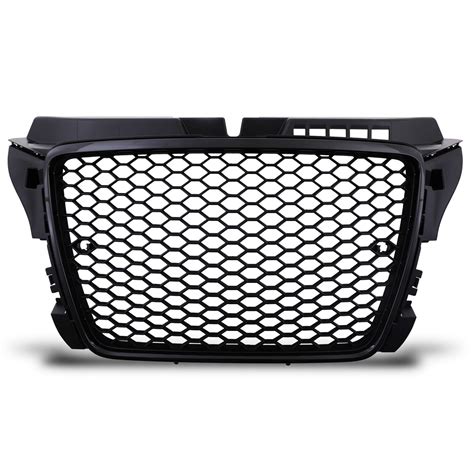 BLACK RS STYLE BADGELESS DEBADGED MESH GRILL GRILLE FOR AUDI A3 8P 2009