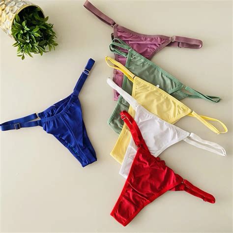 Kit 5 Lingerie Fio Duplo Ajustável Tanga Calcinha Conforto na Moda Fio Dental Shopee Brasil