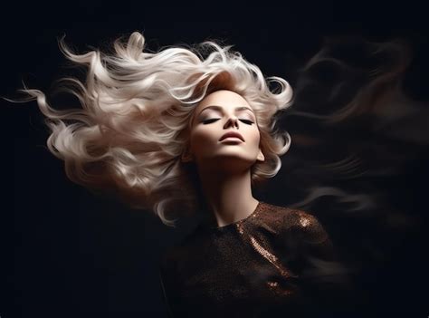 Premium AI Image A Woman With Blonde Hair Is Shown In A Black Background