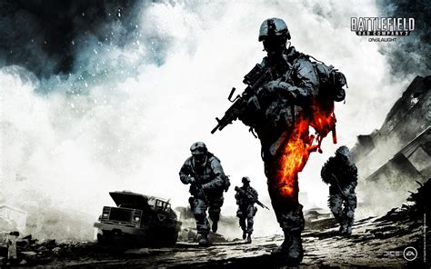 Wallpaper Battlefield Soldiers Equipment Game Clouds Bad Company