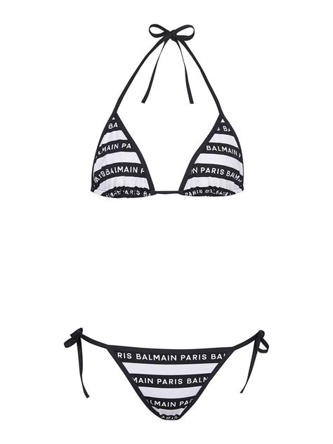 Bikinis Balmain All Over Logo Bikini With Ties BKB901220110