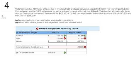 Solved 4 Varto Company Has 7 800 Units Of Its Product In Chegg