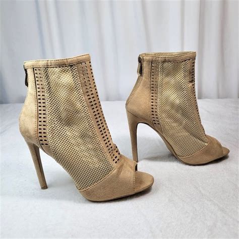 Cape Robbin Shoes Cape Robbin Nude Ankle Boots Heel Weave Fabric Peep Toe Poshmark