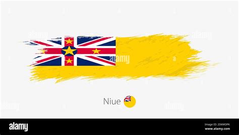 Flag Of Niue Grunge Abstract Brush Stroke On Gray Background Vector