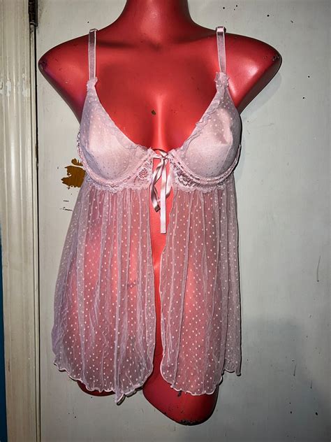 Vintage Sheer Pink Open Front Lingerie Pretty N Pink Babydoll Nightie Etsy
