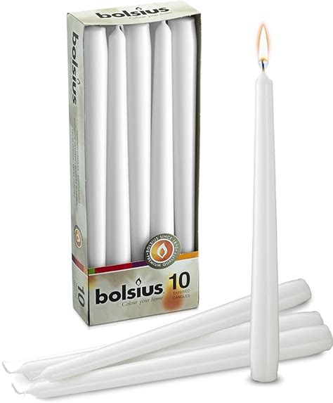 Bolsius White Taper Candles 10 Pack Unscented 10 Inch Dinner Candle Set 8 Hours