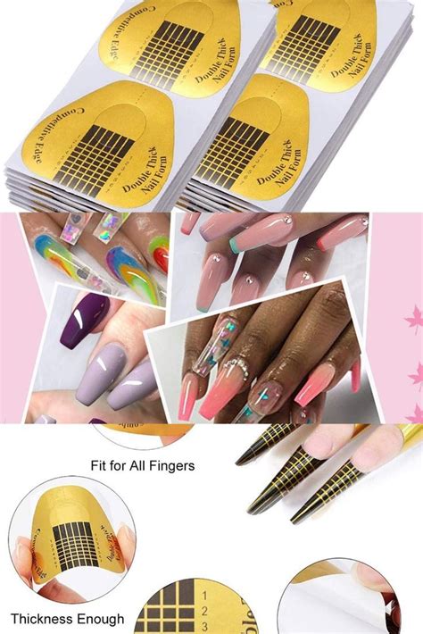 200pcs Long Nail Forms For Acrylic Nails Thick Nail Art Tips Extension Forms Durable Acrylic