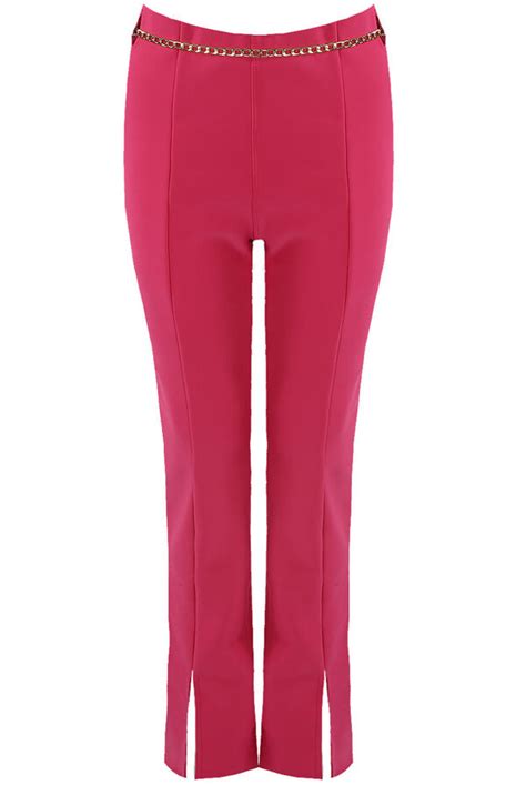 Wholesale Hot Pink Flare Trouser With Chain Belt J Fashion