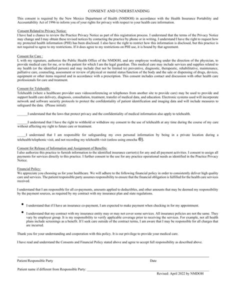 New Mexico Assignment Of Benefits And Consent Form English Spanish